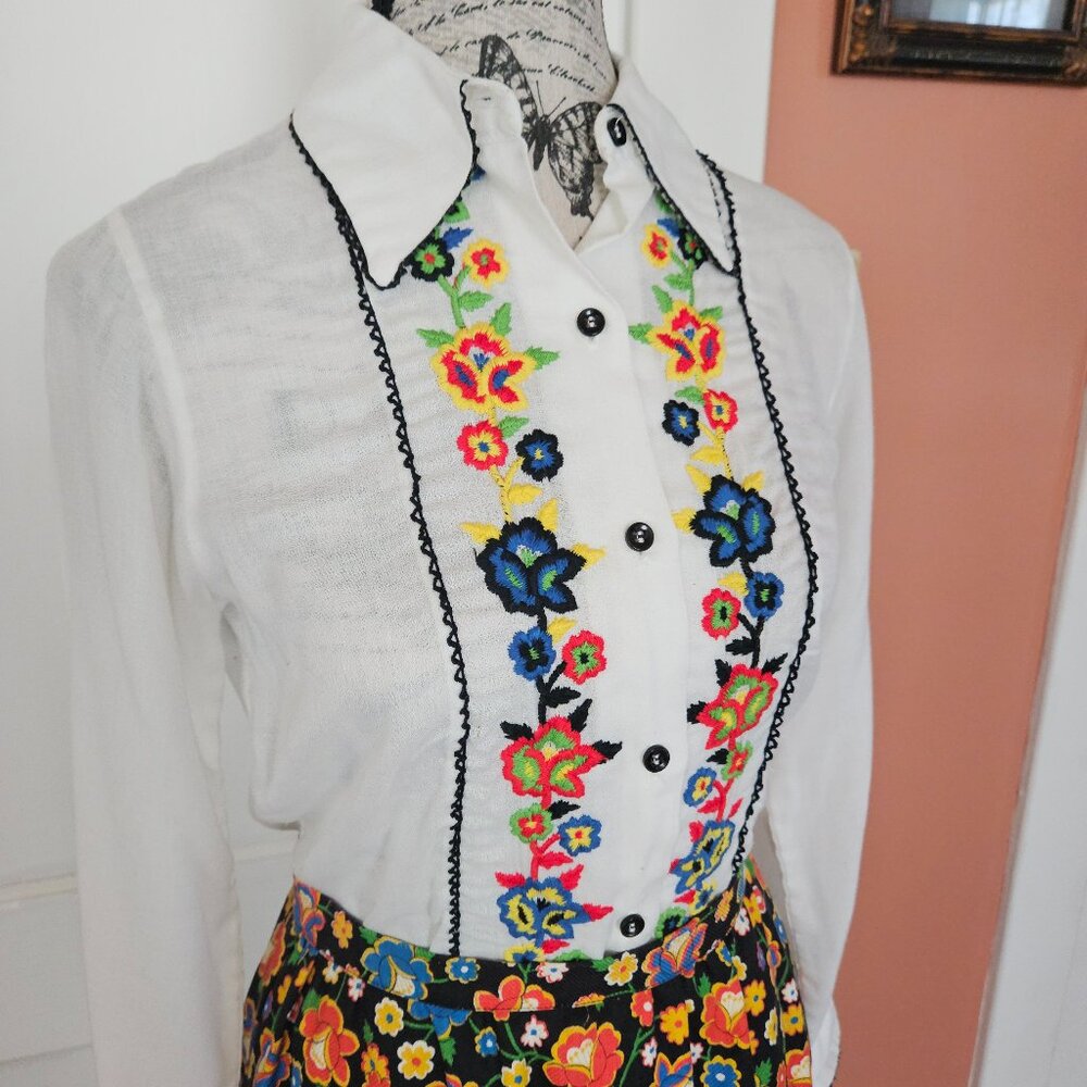 Vintage 70's Bobbie Brooks Mod Shirt and Maxi Skirt Set  S-2/4